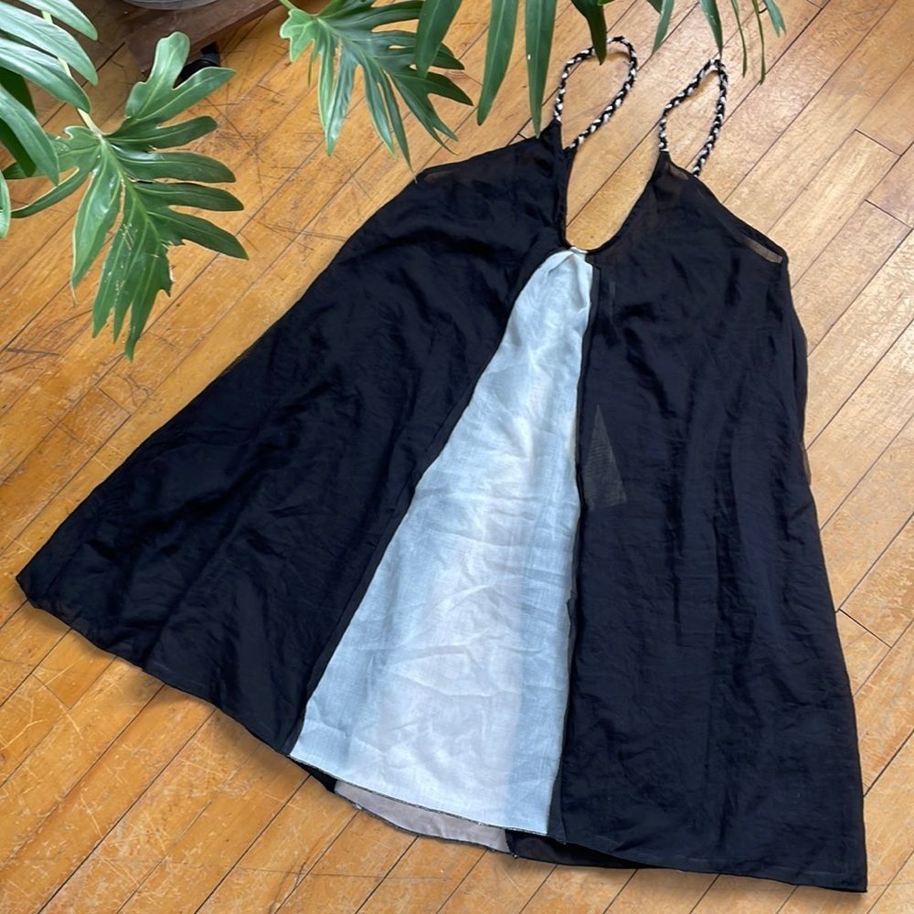 Black and white sheer Elan mini dress size M